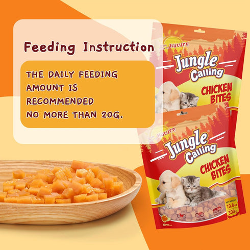 10.6 oz Jungle Calling Soft Chicken Treats for Dog and Cat, Natural Grain Free Chewy Food Snacks for Training Rewards
