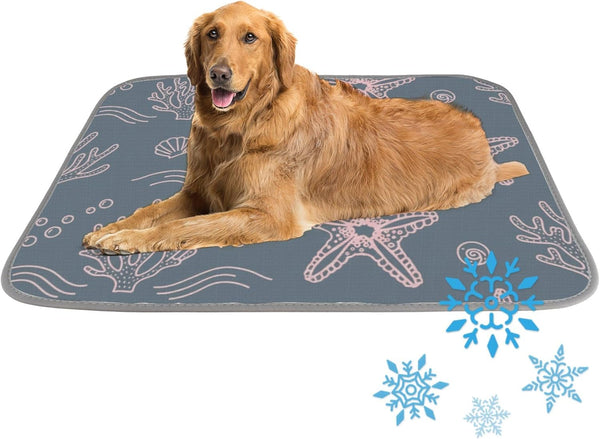 imiBBWQu Dog Cooling Mat Starfish Pink Green Self-Cooling Dog Mat Washable Cooling Pad
