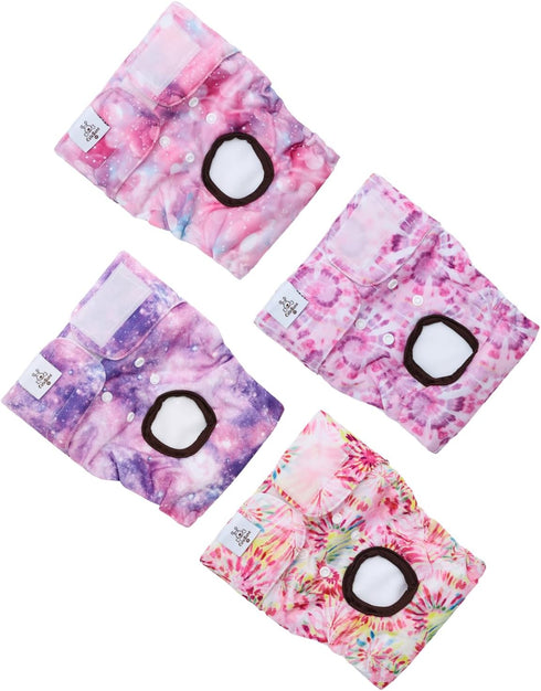 CuteBone Washable Female Dog Diapers 4 Pack Reusable Doggie Heat Diapers for