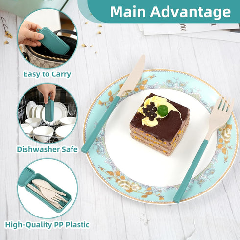 6 Sets Set Set JEPELUS Reusable Travel Utensils with Case, Collapsible Cutlery for Lunch Box, Portable Camping Fork