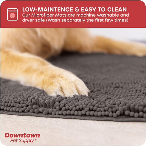 My Doggy Place Microfiber Dog Mat for Muddy Paws, 36" x 26" Ash, Absorbent Quick-Drying Dog Cleaning Mat