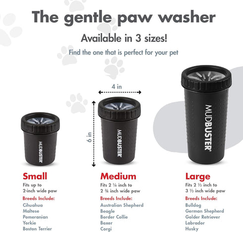 Dexas MudBuster Portable Dog Paw Cleaner, Medium Matte Black Special Edition for Dogs