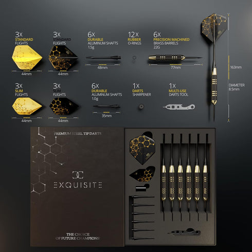 Premium Steel Tip Darts Set, Professional Darts, Brass Barrels, Metal Tip Darts, Extra Flights, (12) Aluminum Shafts