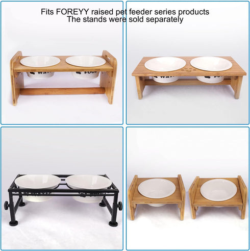FOREYY Set of 2 Ceramic Dog Cat Bowl Set - Pet Porcelain Food & Water Feeder Dish Bowls, Dishwasher Safe