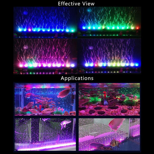 PULACO 2 Watt Aquarium Fish Tank Air Stone with Automatic Color Changing LED Light (10" for Small Water Tanks)