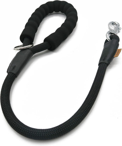 Braided Rope Dog Leash - 2FT Traction Lead for Medium/Large Dogs, Black Walking Training