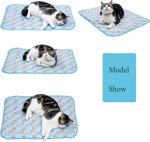 SEIS Dog Ice Pad - Ice Silk Cats Kennel Mat, Breathable Summer Cooling Pad (Blue, S)