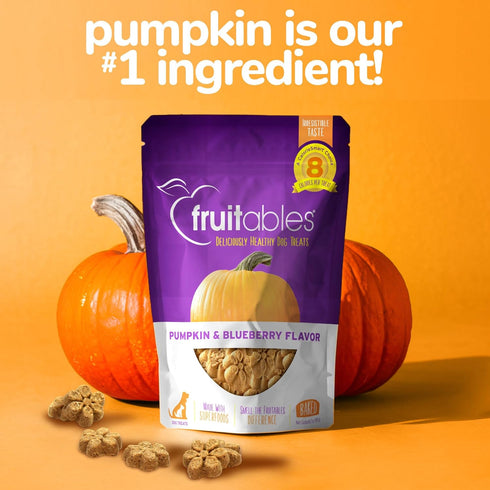 Fruitables Baked Dog Treats – Healthy Low Calorie Pumpkin and Blueberry, 12 Ounces