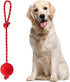 UEETEK Red Dog Training Ball on Rope: 2.95 Inch Diameter Rubber Toy for Puppy Fetch Catch Throw Training