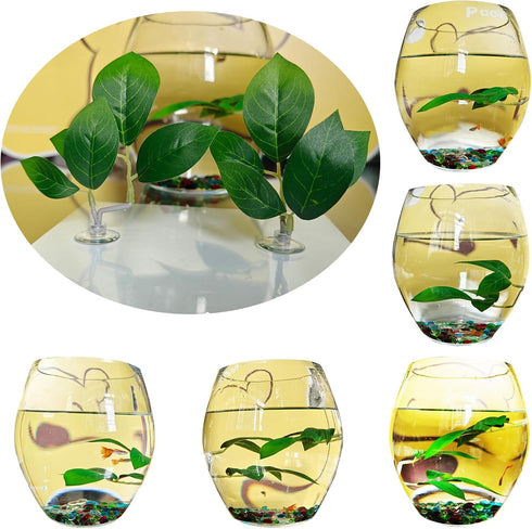 Fish Leaf Pad Fish Tank Accessories Aquarium Décor Simulating 3 pcs Adjustable Plastic Plants Betta Natural Habitat Playing Spawn Breed Rest Bed with Suction Cup Multi Leaf Design (3) by AncBace