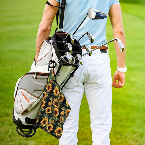 Vendhui Bouquet of Yellow Sunflowers Premium Golf Towel, Prints Towel Golf Carts Or Clubs Accessories Golfers Gifts