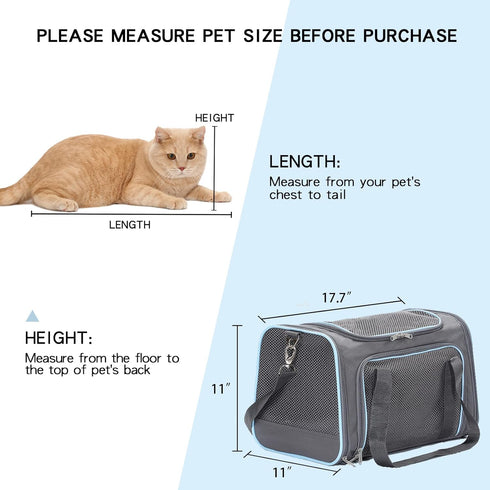 A4Pet Airline Approved Cat Carrier, Removable Soft-Sided Portable Travel Carrier for Kittens, Puppies, and Rabbits