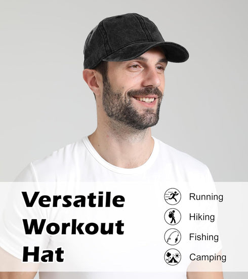 XXL Hats for Men, Low Profile Baseball Cap for Women, Oversized Washed Plain Denim Hat