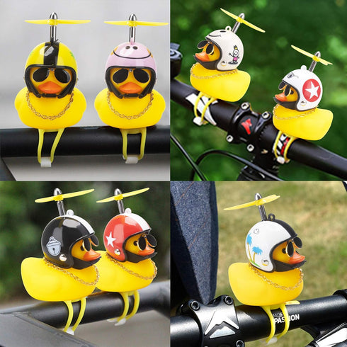 wonuu Rubber Duck Toy Car Ornaments, Yellow Duck Dashboard Decorations with Squeeze Duck Bicycle Horns and Propeller