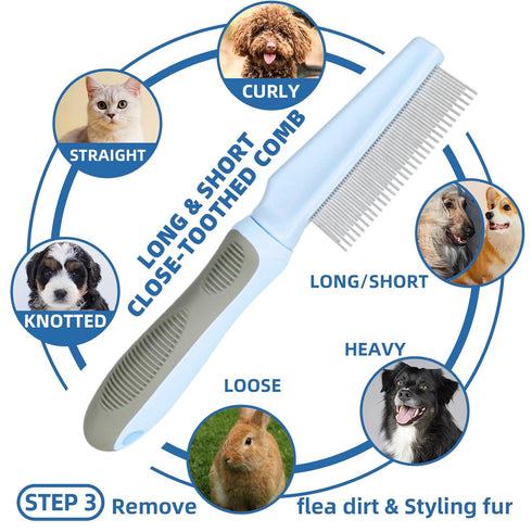 Dog Brush for Shedding, 7 PCS Pet Grooming Kit including Grooming Brush, Deshedding Tool, Dematting Comb, Nail Clipper,