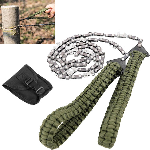 Pocket Chainsaw with Paracord Handle, 24inch 11teeth Rope Saw for Emergency Outdoor Survival Gear, Best for Camping