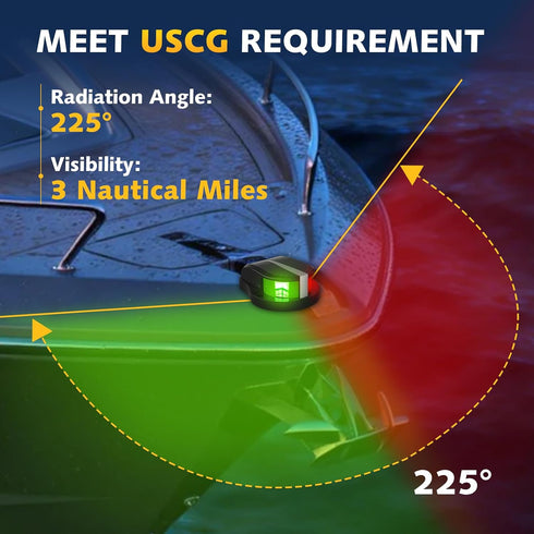 IP67, 12V Boat Navigation Lights LED, Red and Green Marine Navigation Lights for Boats LED Waterproof Bi-Color Bow