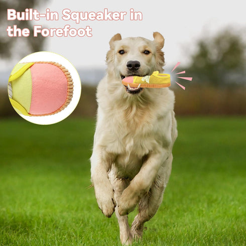 Zhanmai 4 Pieces Dog Shoe Chew Toys - Mini Sneakers Squeaky Chews for Dogs (Yellow, Blue, Pink, Light Green)