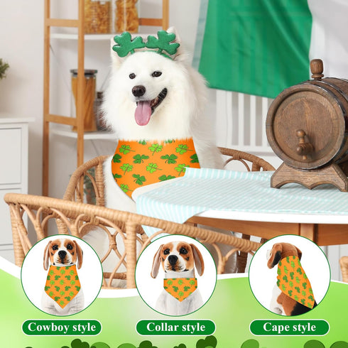 108 Set Reginary Pcs St. Patrick's Day Dog Bandanas Bulk with Neck Ties Washable Adjustable St. Patrick's Day Dog