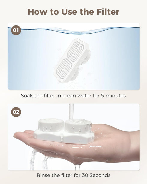74oz/2.2L (6 6 Neareal Cat Water Fountain Replacement Filters & Pre-Filter Sponges Compatible with Stainless Steel Pet