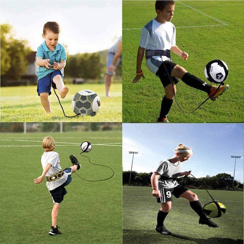 Football Kick Trainer, Adjustable Hands-Free Soccer Training Aid Equipment for Kids and Adults, Fits 3-5 Balls