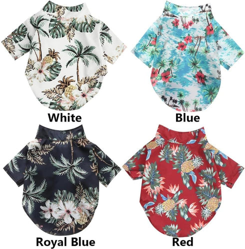 1 Pcs Hawaiian Pet Dog Polo T-Shirt, Coconut Tree Print Summer Shirt for Pets (4XL, Royal Blue)