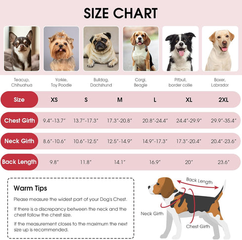 Queenmore Reversible Winter Fleece Dog Coats, Waterproof Pet Jacket for Cold Weather, Available in Sizes XS to XL