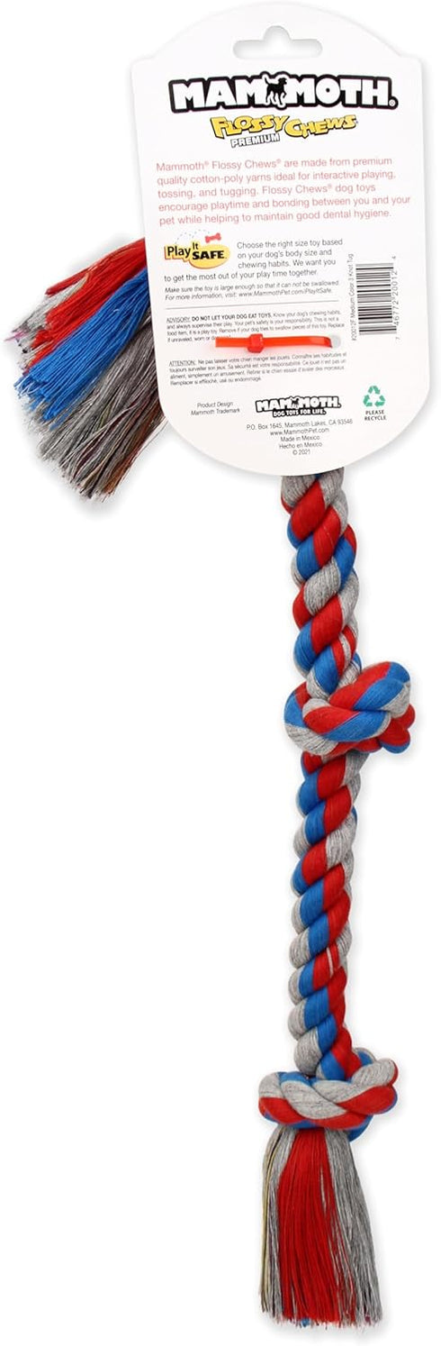 Mammoth Flossy Chews Rope Tug, Premium Cotton-Poly Tug Toy for Dogs, Interactive Rope Toy (Colors May Vary)