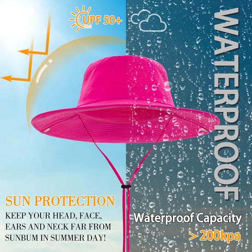 Sun Hat for Women Men UPF 50+ Cowboy Hat Waterproof Wide Brim Fishing Hats with Adjustable Summer UV Protection