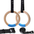 Wood Gymnastic Rings with Adjustable Straps, 15ft Olympic Rings for Pull Up Bar Workout, Heavy Duty 1543/992lbs