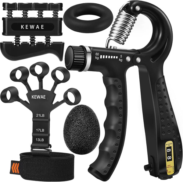 Grip Strength Trainer - Hand Grip Strengthener, Finger Exerciser, Forearm Workout Ring for Muscle Building and Recovery