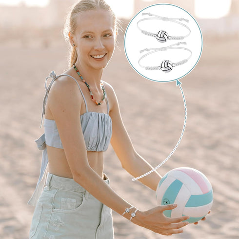 Jadive 20 Pieces Adjustable Volleyball Charm Bracelets Bulk Gifts for Sports Coaching Supplies Players