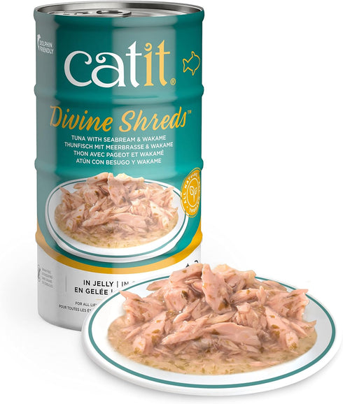 Catit Divine Shreds in Jelly, Premium Wet Cat Food, Tuna with Seabream