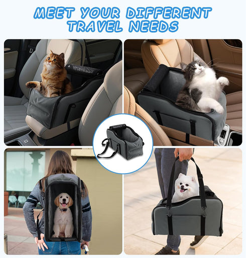 12 lbs,Portable Center Console Dog Car Seat - Suitable for Small Dogs and Puppies Up to Armrest Booster with Safety