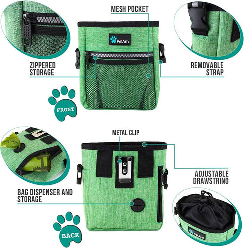 PetAmi Dog Treat Pouch, Pet Treat Pouch for Training, Dog Walking Bag Holder for Kibbles, Pet Food Toy, Dog Trainer
