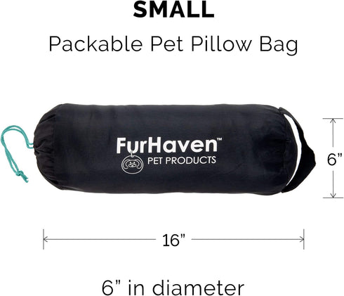 Furhaven Outdoor Travel Dog Bed for Small Dogs, Washable & Foldable with Carry Bag, Aqua/Granite Gray, Small