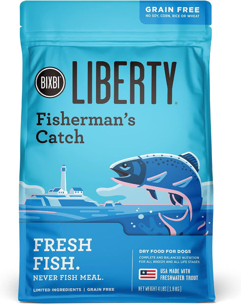 BIXBI Liberty Grain Free Dry Dog Food, Fisherman's Catch, 4 lbs, Fresh Fish, USA Made