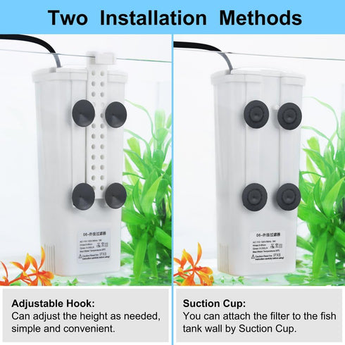 Aquarium Power Filter in-Tank Ultra Silent Small Fish Tank Filter 3W for 1 to 10 Gallon Tank, 1 Yr Warranty