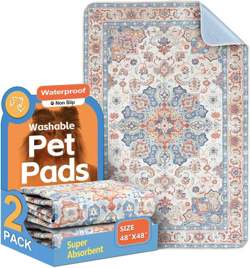 Washable Pee Pads for Dogs 2 Pack Reusable Puppy Training Pads 48"x48"
