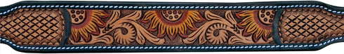 Padded Leather Dog Collar with Western Style Sun Flower Design for 10AB122-L