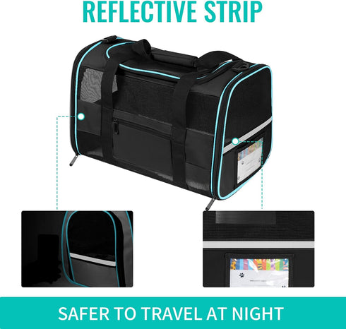 Large Cat Carrier Dog Carrier - Collapsible Soft-Sided Pet Carrier for Large Cats and Medium Small Dogs Up to 25 Lbs