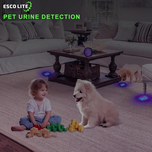 ESCO LITE UV Flashlights Black Light for Pet Urine Detection, 51 LED Flashlight for Stains