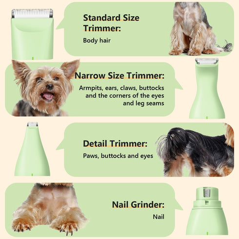 4 1 Trimmer Dog Grooming Kit, in Pet Clippers for Grooming Supplies, Cordless Dog Paw Nail Grinder, Professional Long