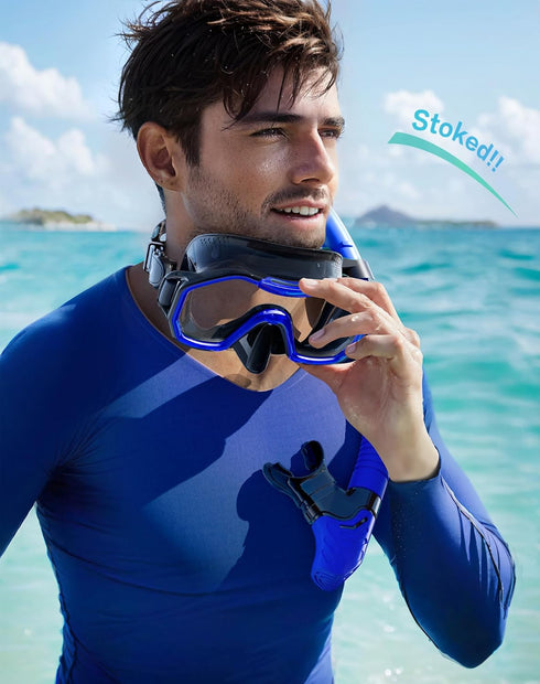 Kwambiri Set, 180Panoramic Swimming Snorkeling Gear for Adults Kids, Dry-Top Snorkel Wide View Diving Mask Breathing
