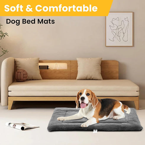 Dog Beds Crate Pad for Large Dogs, Cat Bed Washable Dog Crate Pad, Anti-Slip & Anti-Scratch Pet Sleeping Mat (Gray, L)