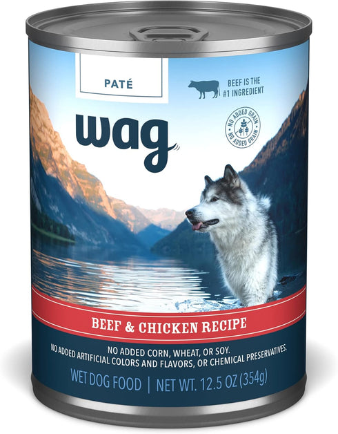 Amazon Brand - Wag Pate Canned Dog Food, Beef & Chicken Recipe,