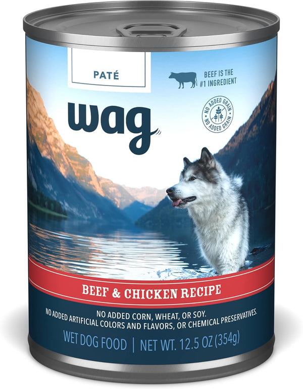 Amazon Brand - Wag Pate Canned Dog Food, Beef & Chicken Recipe,