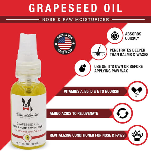 Warren London Nose & Paw Pad Moisturizer for Dogs - 1oz Grapeseed Oil & Essential Oil Blend
