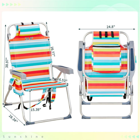 myoihomora Backpack Outdoor Beach Lawn Chairs,Heightened Foldable Camping Chair,Portable Lightweight Beach Chairs