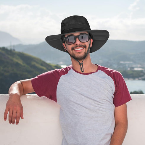 Sun Hat for Men/Women, Waterproof UPF 50+ Fishing Wide Brim Bucket Hat Foldable Boonie for Hiking Garden Safari Beach